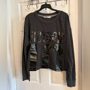 victoria secret Cropped sweatshirt Large Black Oversized Semi Cropped